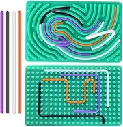 Albiuev Sensory Activity Board for Kids, Silicone Fidget Toys for Calming, Stress, Anxiety, ADHD & Autism, Double-Sided Fidget Board Toys for Adults Includes Portable Travel Bag & 20 Strings (Green)