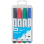 J.Burrows Whiteboard Markers Bullet Assorted 4 Pack