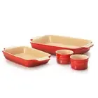 Chasseur La Cuisson 4pcs Set Baking Tray Rectangular Oven Bakeware Ramekin Red