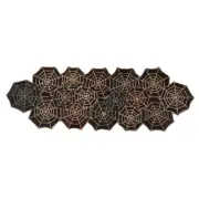 Gold Beaded and Black Spiderweb Table Runner 12" x 36"