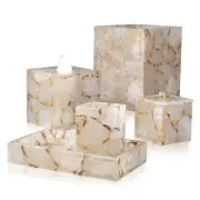 White Agate Top Bathroom Set, Luxury Bathroom Handmade Accessories Living Decor