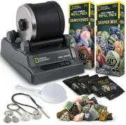 Rock Tumbler Polisher Kit National Geographic Raw Gemstone Jasper Mix Grit STEM