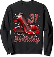 [X.Style] High Heels Stepping Into My 31st Birthday 31 and Fabulous Sweatshirt ds1122 Sweater (M) Black