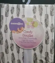 Babies R Us Comfy Jersey Knit Crib Sheet Gray White Feather 100% Cotton New