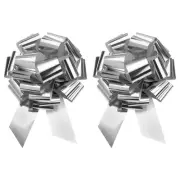 2pcs 18 Inch Extra Giant Large Pull Bow Christmas Metallic Ribbon Silver