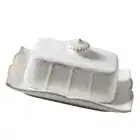 Porcelain Butter Dish with Lid Hemoton Platter Dessert Storage