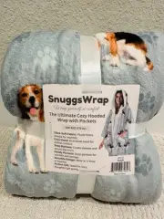 New Snuggs Wrap Cozy Plush Dog Printed Blanket Robe Beagle NWT Gift