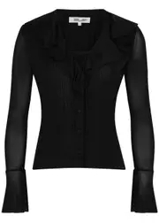 Diane Von Furstenberg Ilea Mesh top - Black - XS XS