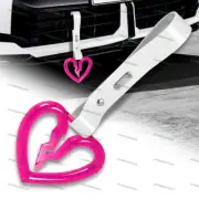 Pink Crystal S Broken Heart JDM Ring Tsurikawa Car Handle Strap -White PVC X1