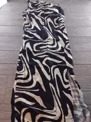 TopShop Dress Black White 6 Small Flowy Maxi Short Sleeve NWT New