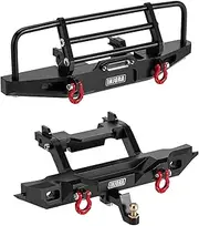 INJORA Front and Rear Bumper - CNC Aluminum Bumper with Light for 1/18 RC Crawler TRX4M Defender Upgrade, Front&Rear