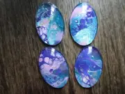 Purple and Blue Cabochons Oval Flats, Beads, Mosaics, Jewelry Making, Wire Wrap