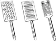 Cheese Grater Lemon Zester Grater, Stainless Steel Cheese Grater Set, Set of 3 Handheld Kitchen Grater, Peeler, Slicer, Versatile Metal Grater for Vegetables, Fruits, Chocolate, Ginger