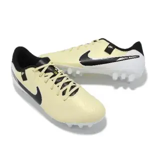 Nike 足球鞋 Legend 10 Academy AG 男鞋 米黃 黑 人工草皮 皮革 DV4340-700