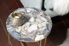 Grey Agate Corner Table, Geode Agate Center Side Table, Hallway Furniture Decor