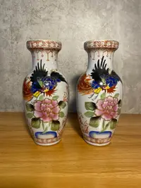 在飛比找樂天市場購物網優惠-老花瓶一對，花開富貴，丹鳳朝陽，手工繪制，包漿自然漂亮，古典