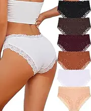 [Knowyou] Cotton Underwear for Women Cheeky Bikini Womens Underwear Pack Sexy Lace Wasit Hipster Brief Panties for Ladies
