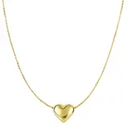 10K Yellow Gold Puffed Heart Pendant Necklace, 18"