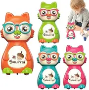 Toy Car for Toddler,4X Cartoon Squirrel Race Car | Preschool Learning Activity, Cute Animal Pressing Sliding Friction Vehicle for Boys and Girls