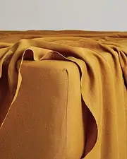 Bed Threads - Linen Fitted Sheet - 100% French Flax Linen - 170 GSM - Luxury & Eco-Friendly - Breathable, Durable & Soft - Single Fitted Sheet Only - Machine Washable - King - Turmeric