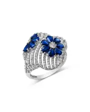 Bloomingdale's Fine Collection Sapphire & Diamond Clover Ring in 14K White Gold