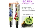 2x Cat Fishing Rod Teaser Catnip Toy Fish Interactive Play Feather Wand Stick