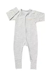 Bonds Baby Long Zip Zippy Wondersuit Romper size 1 Colour Grey White Stripe