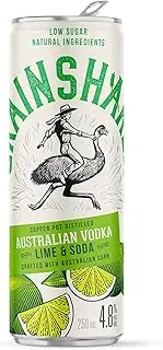 Grainshaker Australian Vodka LIME & SODA Ready to drink, fresh and zesty, with the slight bitterness of citrus peel 4 x 250ml