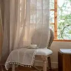 Bohemian Style Tassel Curtains for Living Room Bedroom Semi Blackout Drapes