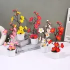 Plastic Artificial Flower Bonsai Fake Plant Flowerpotted Desk Decor Ornament