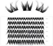 LANKIZ DIY Lash Extension, D Curl Lash Clusters, Mega Volume Individual Lashes, 10/12/14/16mm Mix Length Soft Cluster Eyelash Extensions, Wide Stem Wispy Lashes