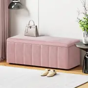 103cm Artiss Storage Ottoman Blanket Box Velvet Pink