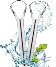 2 Pack Tongue Scraper Stainless Steel Tongue Cleaners Wide-Head Tongue Cleaner Tool Reduce Bad Breath Tongue Scrapers for Oral Hygiene and Fresh Breath
