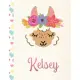 Kelsey: Personalized Llama Journal For Girls - 8.5x11 110 Pages Notebook/Diary With Pink Name
