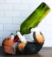 Ebros Realistic Tricolor Beagle Wine Holder Figurine 10" Long Hound Pedigree Dog