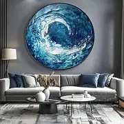 Hand Painted Minimalist Beach Painting Textured Wall Art Ocean Wave Painting on Canvas Wall Art Living Room Fashion Decor