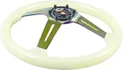 14inch 350MM Luminous Acrylic Steering Wheel & Horn Button 6 Holes Neo Chrome Steering Wheel Depth 71MM TT102088