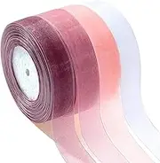 4 Rolls Sheer Chiffon Ribbon Satin Ribbon Transparent Chiffon Ribbon, for Wedding Invitations, Bridal Bouquets, Decorations, Gifts Wrapping and Bow Making(Popular Color)