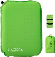 ATEPA Inflatable Stadium Seat Cushion, Self-Inflating Memory Foam Stadium Seats Camping Accessories Chair Pad for Outdoor Airplane Travel Bleacher Patio Backpacking, Light Green