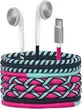 URIZONS USB C Headphones Type C Earphones Colourful - in-Ear Headphones with Microphone Braided Volume Control and Pure Sound Earphones for Huawei Samsung Google Pixel (7#)