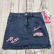 NWT BARBIE JEAN SKIRT GIRLS SIZE 6 STRETCH DENIM PATCH