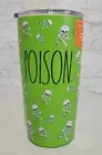 NEW Rae Dunn "POISON" Skull Crossbones Halloween Tumbler Green l7 ozs