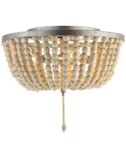 JONATHAN Y Allison 15in Wood Beaded/Metal LED Flush Mount