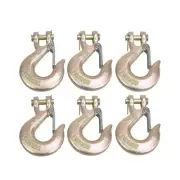 6PCS 3/8" Grade 70 Heavy Duty Forged Steel Clevis Slip Hook With Safety Latch