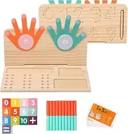 Luwecf Finger Counting Game with Addition and Subtraction Blocks for Kids, Double Sided Board