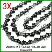 3XCHAINSAW CHAINS FOR ArmorBilt 62cc Petrol CHAINSAW 20" BAR .325 058 76DL