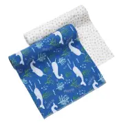 Active Swaddle Blanket & Wrap 2 Pack – Narwhal and Gold Dots, Lightweight Pre...