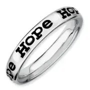 925 Sterling Silver Polished Enameled Hope Stackable Ring SZ 7