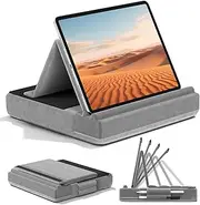 KDD Tablet Pillow Stand, Multi-Angle Viewing Ipad Holder for Lap, Bed and Desk, Foldable Soft Pad Dock with Stylus Mount Compatible with Ipad Pro 12.9, 10.5, 11, Air, Mini, Phones, Books, E-Reader