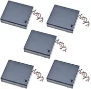 5pcs On/Off Switch 4 x 1.5V AA Battery Case Holder Leads Black with Cap